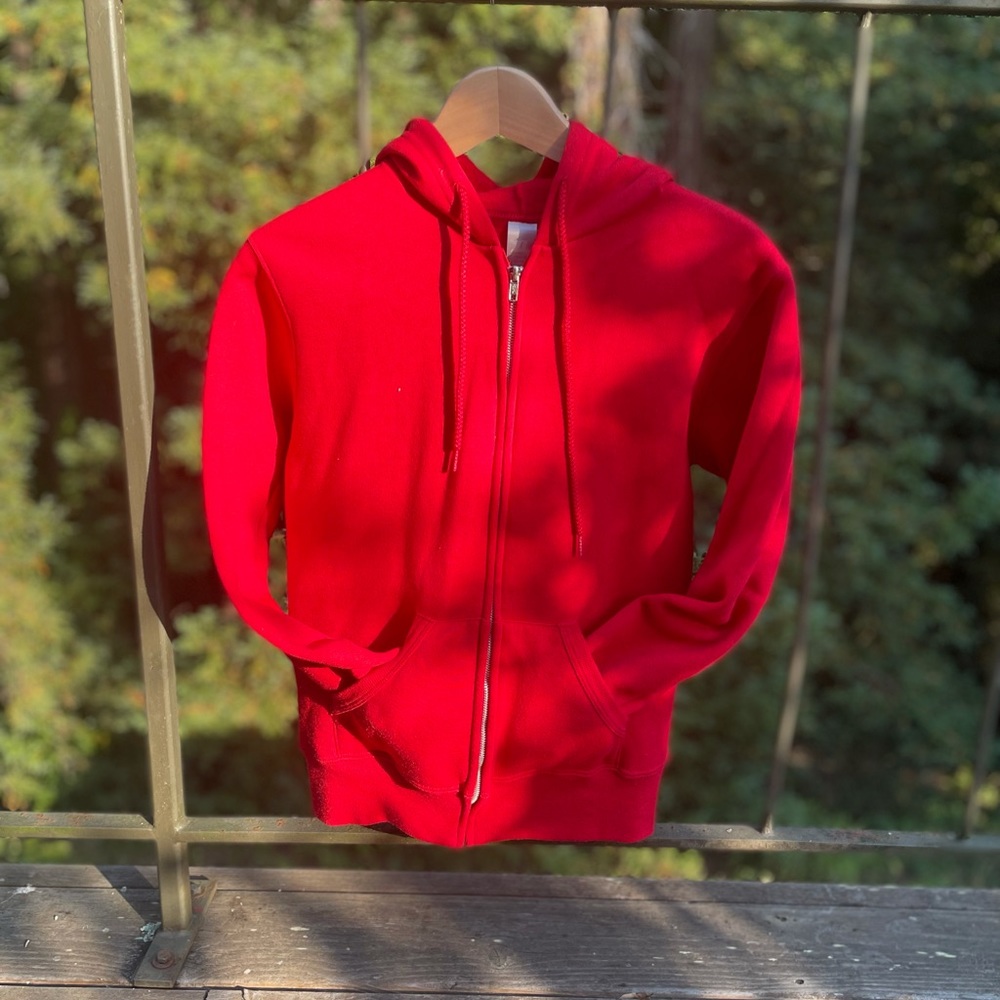 Red zip up hoodie